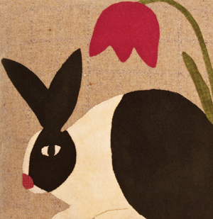 Springtime Rabbit pillow detail