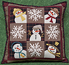 Snow Buddies applique quilted pillow pattern by Norma Whaley